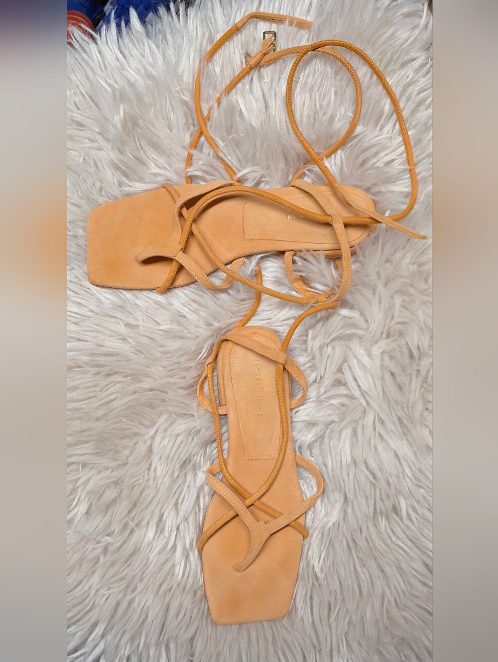 Totême The Tie Suede Flat Sandals in Sunset Orange - Size 37 (US 7)
